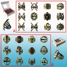 2款动漫标志12个装古铜戒指套装(C)