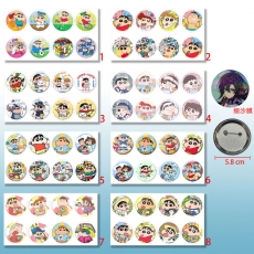 8款蜡笔小新58mm8个装细沙膜胸针